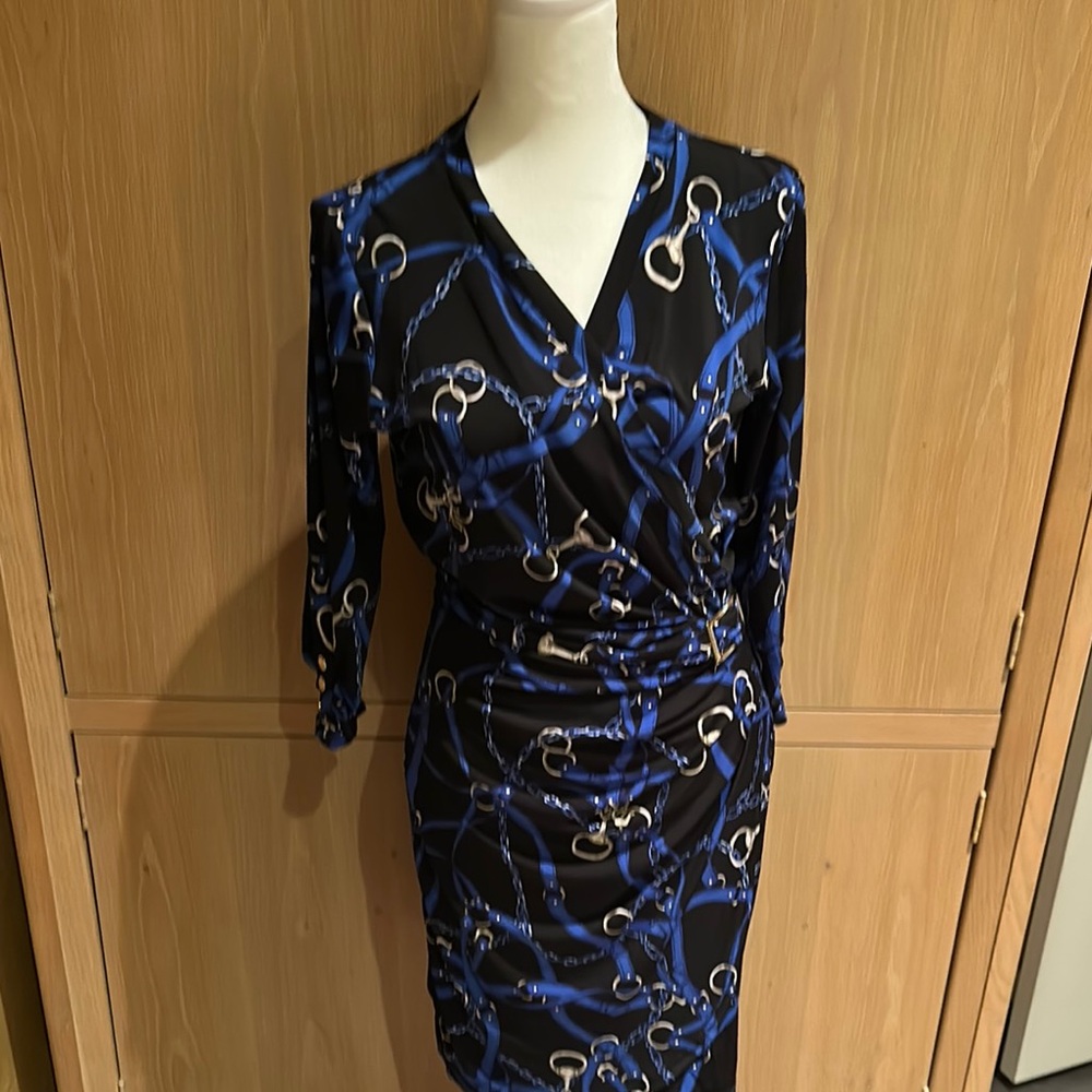 Elegant Chain Print Wrap Dress